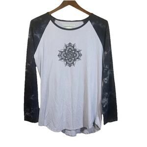 Earth Yoga Top Tye Dye Organic Cotton Sustainable Bamboo Long Sleeve L Dark